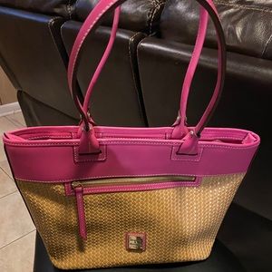 Dooney and Bourke Beacon Woven Leather Zip Top Tote